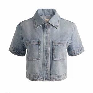 NWT- Alice and Olivia Tesha Denim Cropped Top Size L